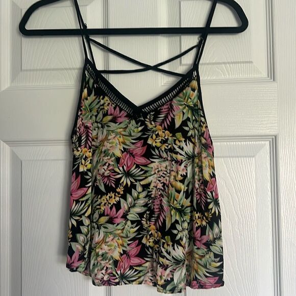 Black Floral Tank - Excellent Condition - LUSH - Size Small - Picture 1 of 5